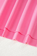 Pink slim ribbed tank top and sweatpants set by Dear-Lover, featuring a comfortable two-piece design in soft fabric.