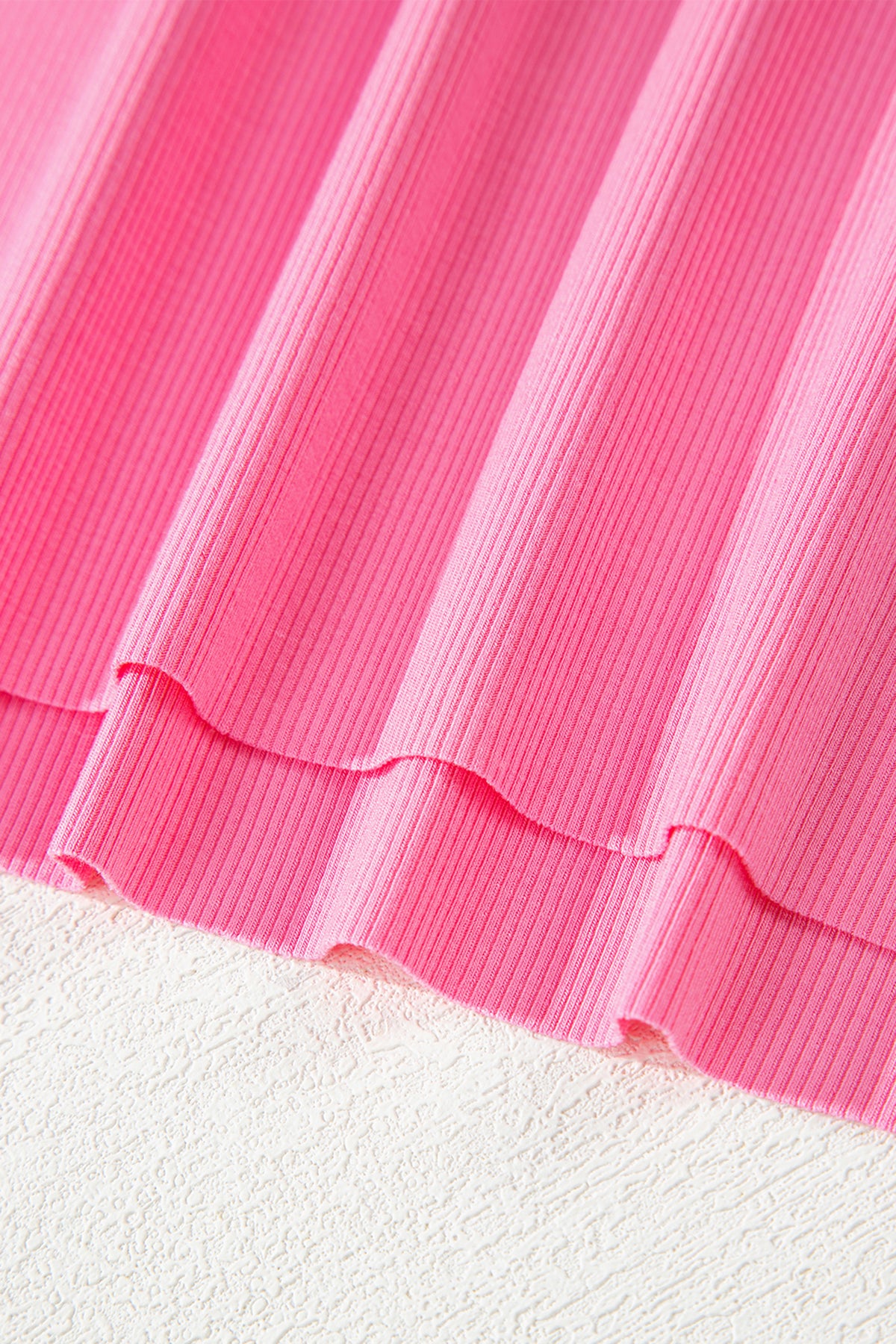 Pink slim ribbed tank top and sweatpants set by Dear-Lover, featuring a comfortable two-piece design in soft fabric.