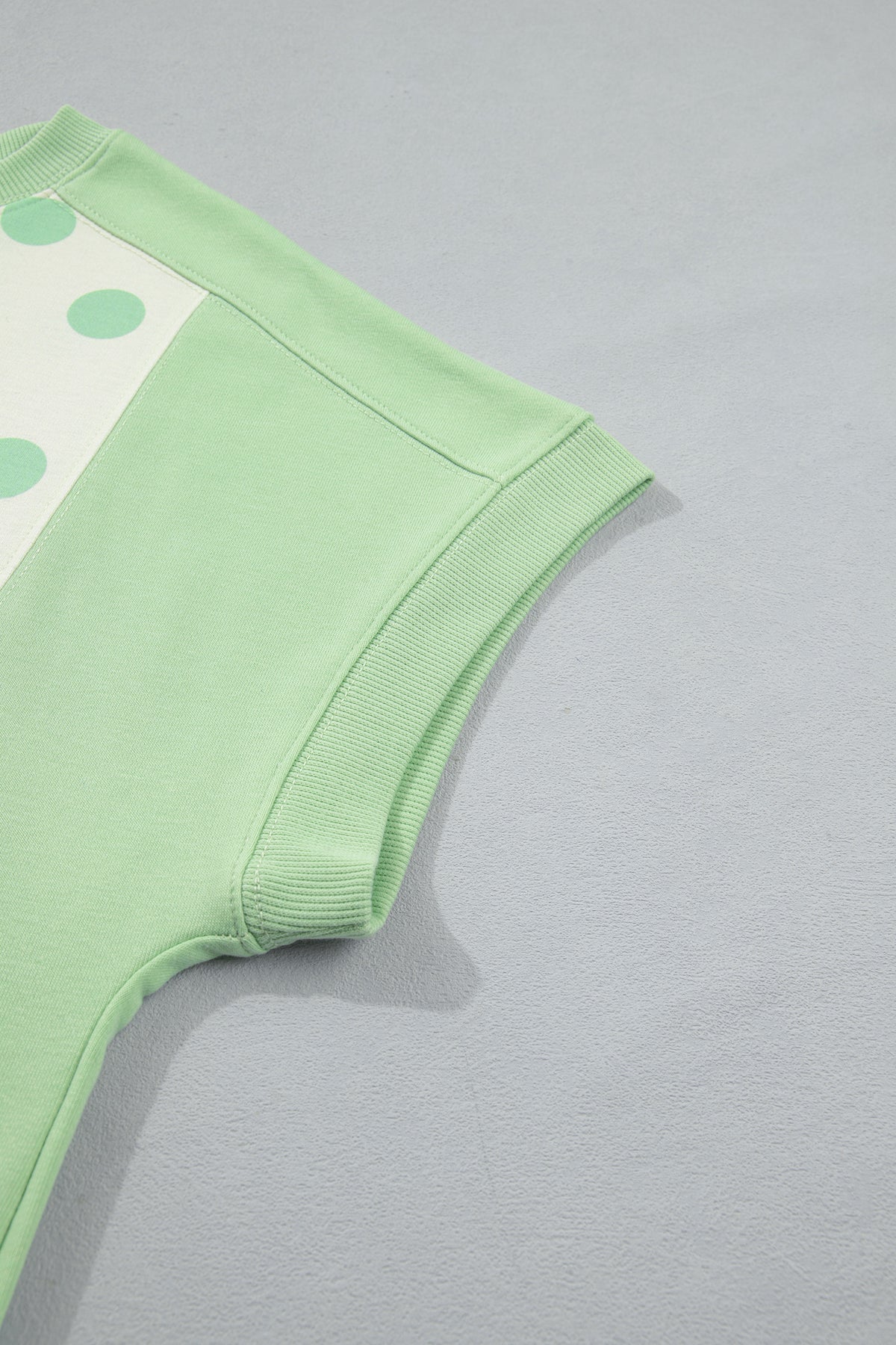 Sky blue color block patchwork polka dot wide-leg pant set by Dear-Lover, featuring a stylish two-piece polyester and cotton design.