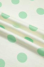 Sky blue color block patchwork polka dot wide-leg pant set by Dear-Lover, two-piece polyester and cotton fashion ensemble.