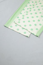 Sky blue color block patchwork polka dot wide-leg pant set by Dear-Lover, featuring a two-piece polyester-cotton design.