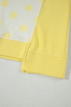 Sky blue two-piece pant set with color block patchwork and polka dot wide-leg pants, made of polyester and cotton, by Dear-Lover.