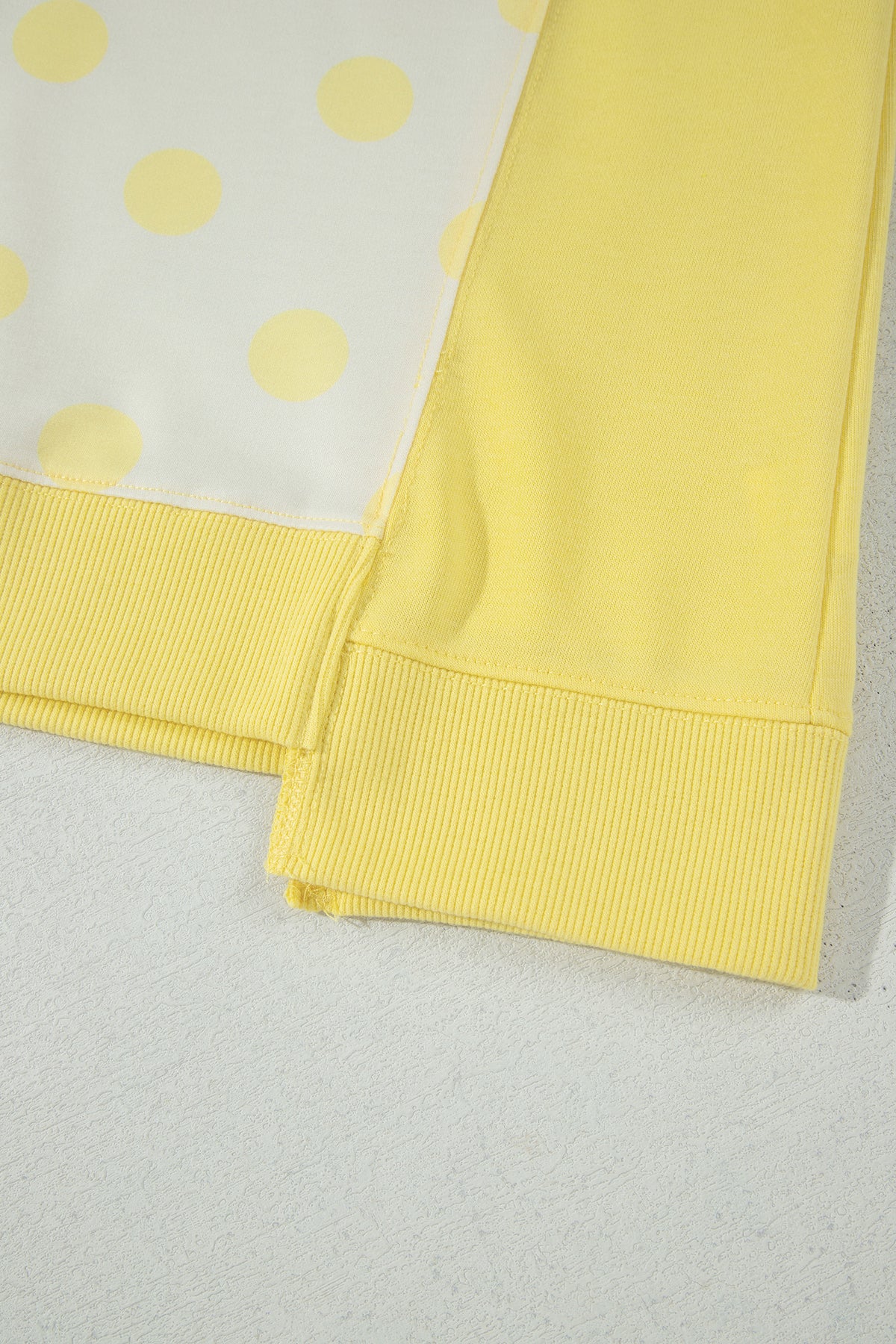 Sky blue two-piece pant set with color block patchwork and polka dot wide-leg pants, made of polyester and cotton, by Dear-Lover.