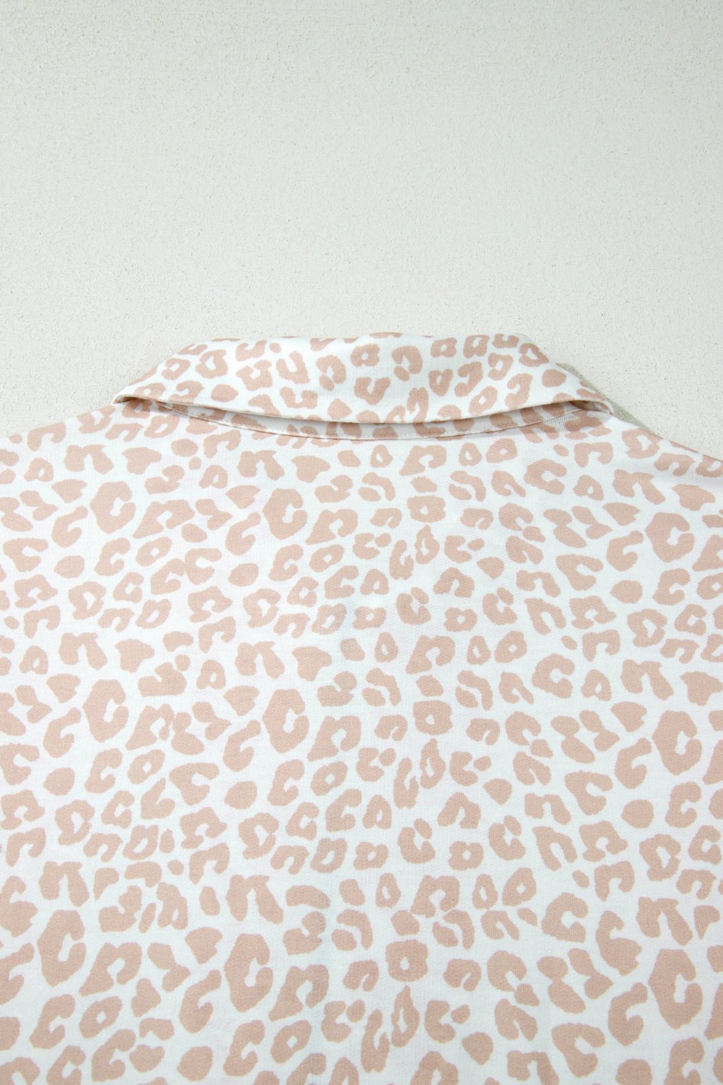 Beige leopard print zip polo top two-piece short set from Dear-Lover, made of polyester and elastane, casual and stylish.