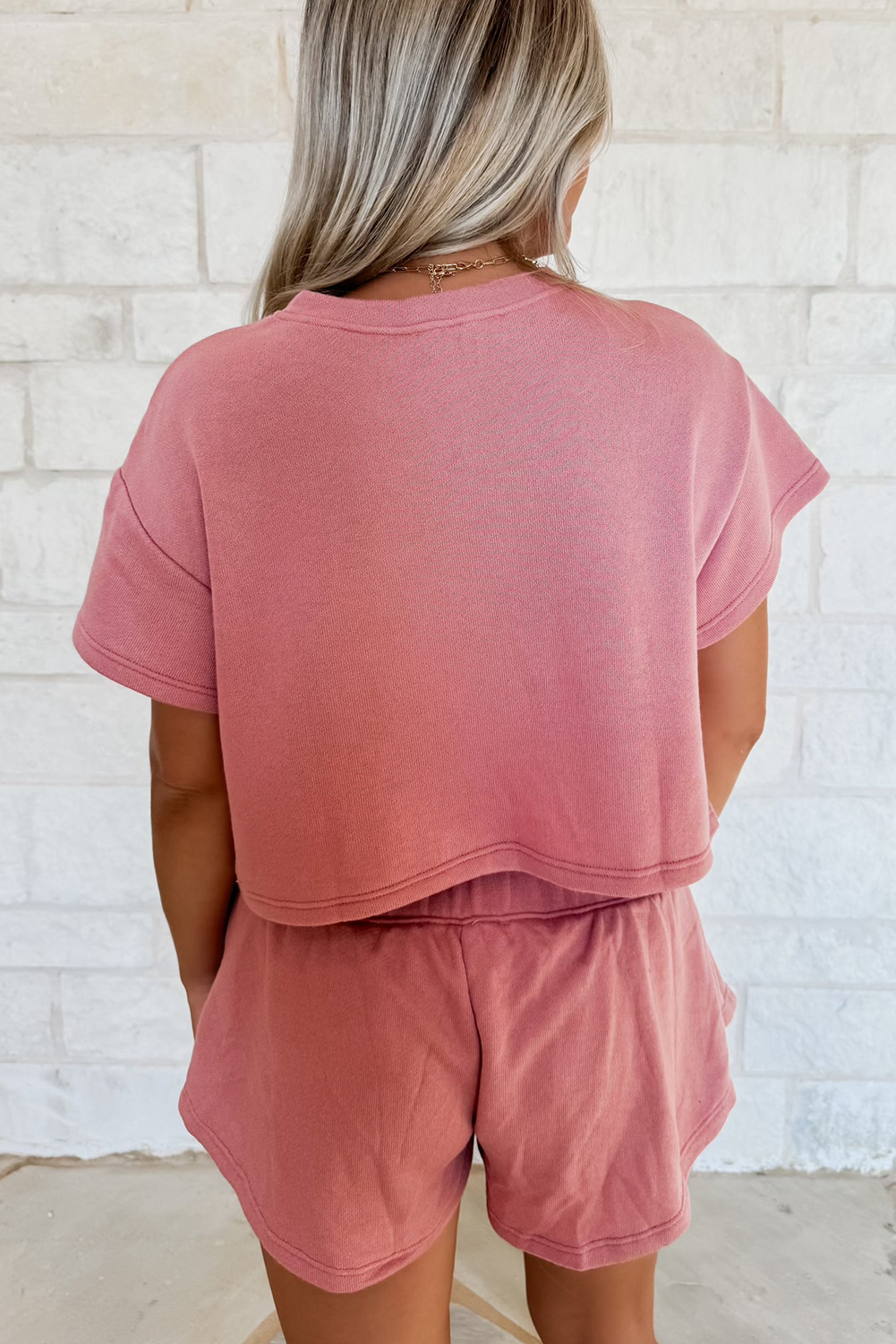 Dear-Lover Blossom 2-piece cropped tee and ruffle high waist skort set, lightweight polyester and cotton fabric, stylish summer outfit.