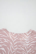 Khaki abstract print short sleeve cuffed top and matching loose shorts two-piece set by Dear-Lover.