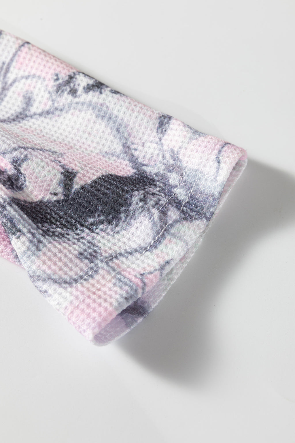 Pink camo Henley top and shorts set by Dear-Lover, two-piece casual summer outfit in polyester and elastane fabric.