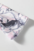 Pink camo Henley top and shorts set by Dear-Lover, two-piece casual summer outfit in polyester and elastane fabric.
