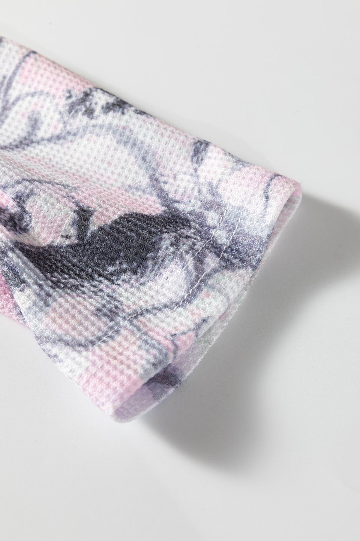 Pink camo Henley top and shorts set by Dear-Lover, two-piece casual summer outfit in polyester and elastane fabric.