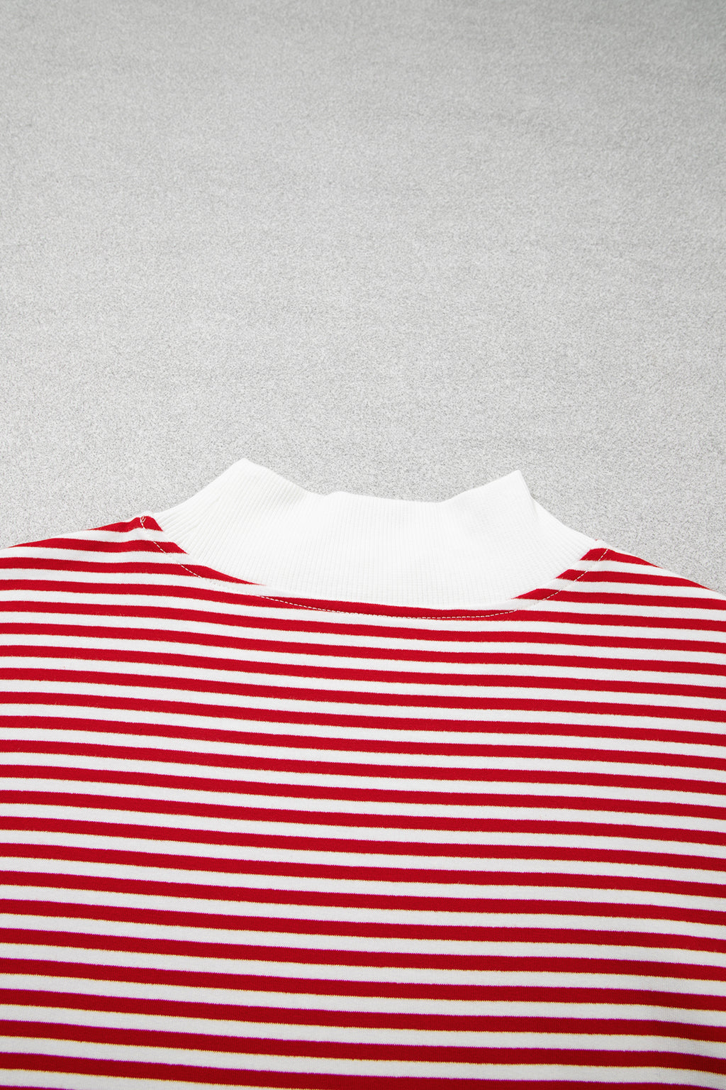 Red stripe oversized mock neck sweatshirt and shorts set by Dear-Lover, casual two-piece cotton and elastane short set.