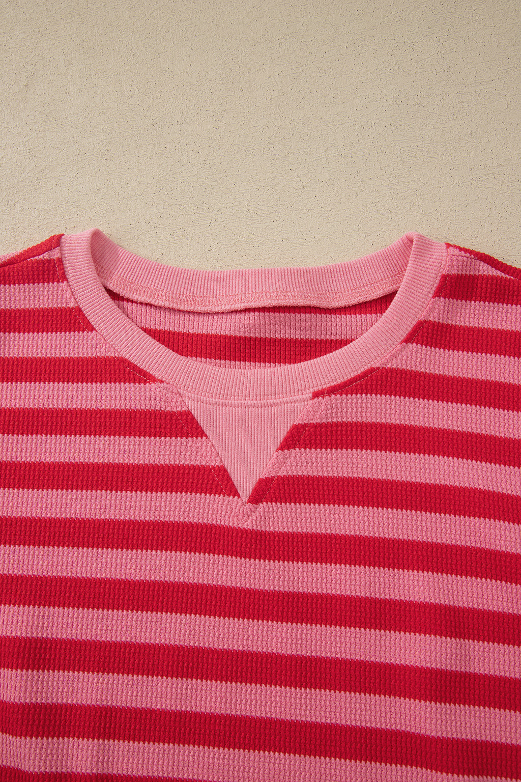 Red stripe puff short sleeve T-shirt and matching shorts set by Dear-Lover, casual two-piece outfit for summer comfort.