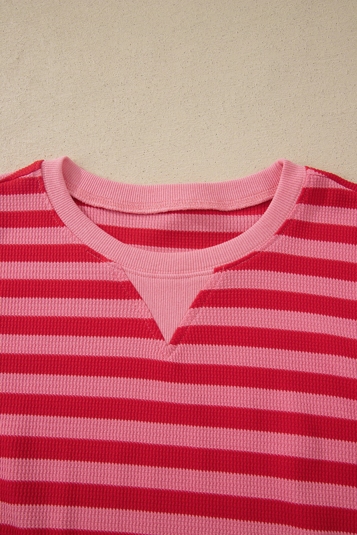 Red stripe puff short sleeve T-shirt and matching shorts set by Dear-Lover, casual two-piece outfit for summer comfort.