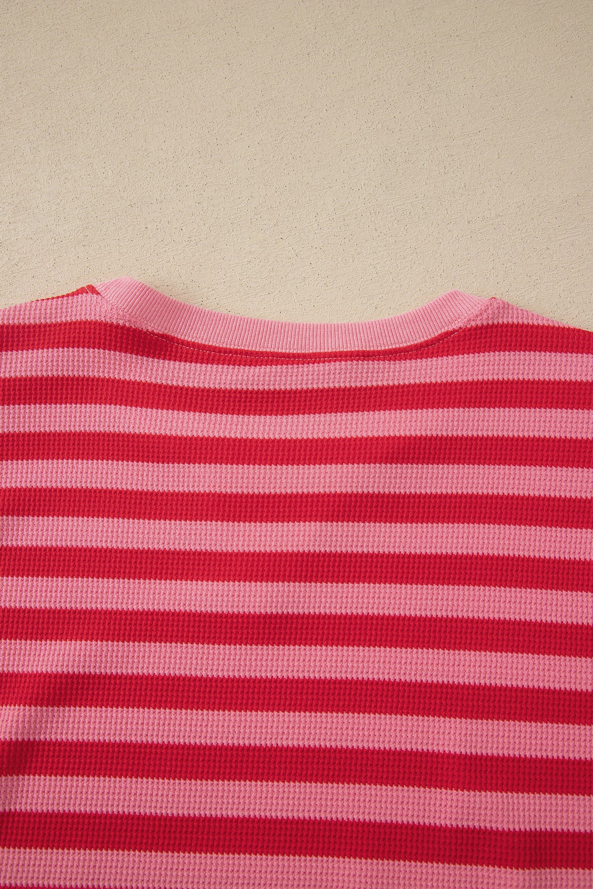 Red stripe puff short sleeve T-shirt and matching shorts set by Dear-Lover, casual two-piece summer outfit for women.