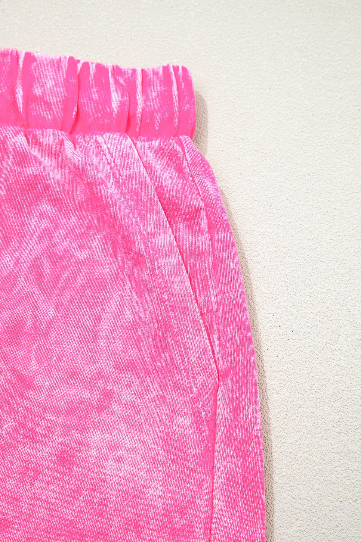 Rose red mineral wash cotton short set by Dear-Lover, two-piece summer outfit with a relaxed fit and soft fabric.