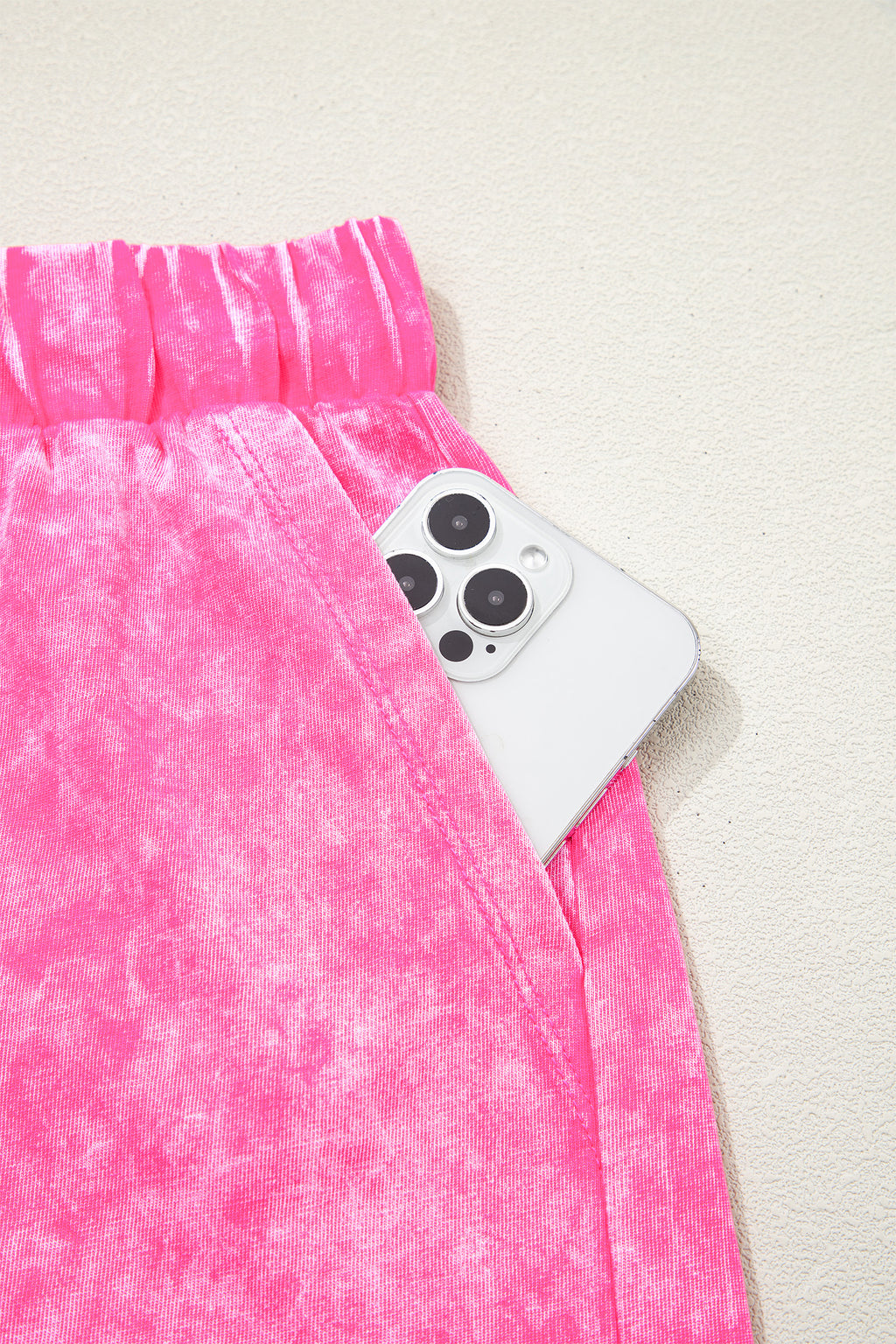 Rose red mineral wash cotton short set from Dear-Lover, two-piece summer outfit with a relaxed fit and soft fabric.