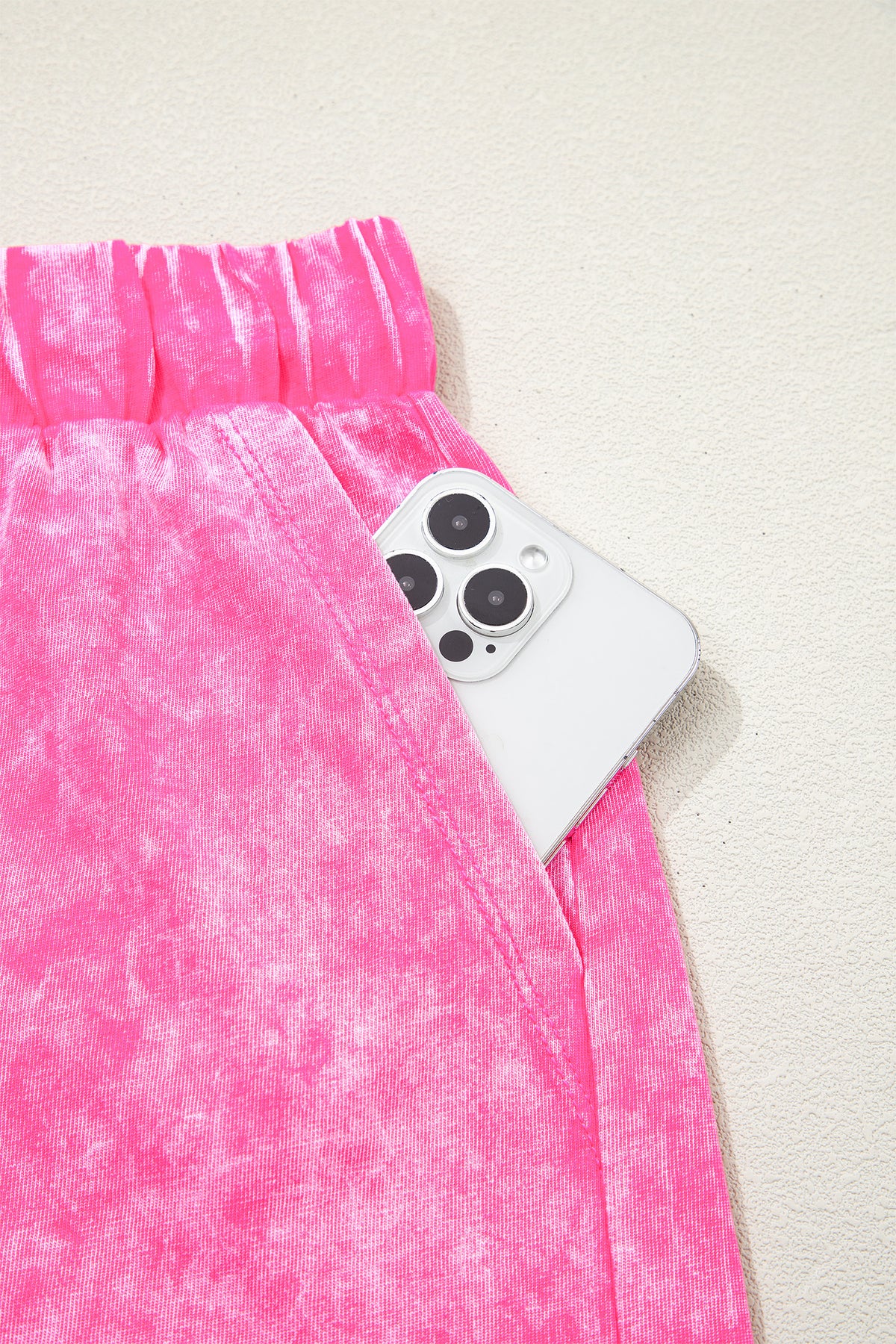 Rose red mineral wash cotton short set from Dear-Lover, two-piece summer outfit with a relaxed fit and soft fabric.