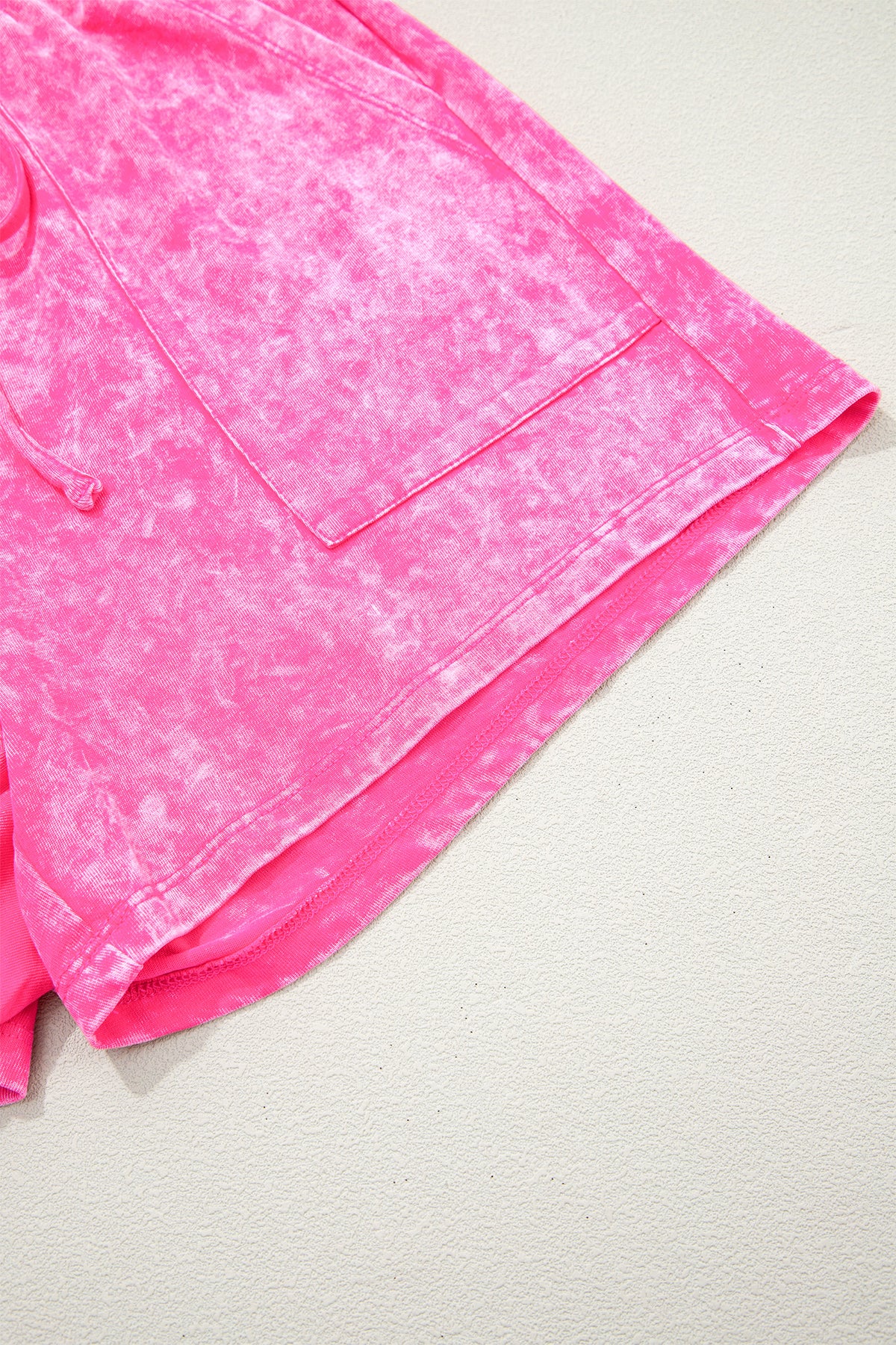 Rose red mineral wash cotton two-piece short set from Dear-Lover, featuring a relaxed fit and breathable fabric.