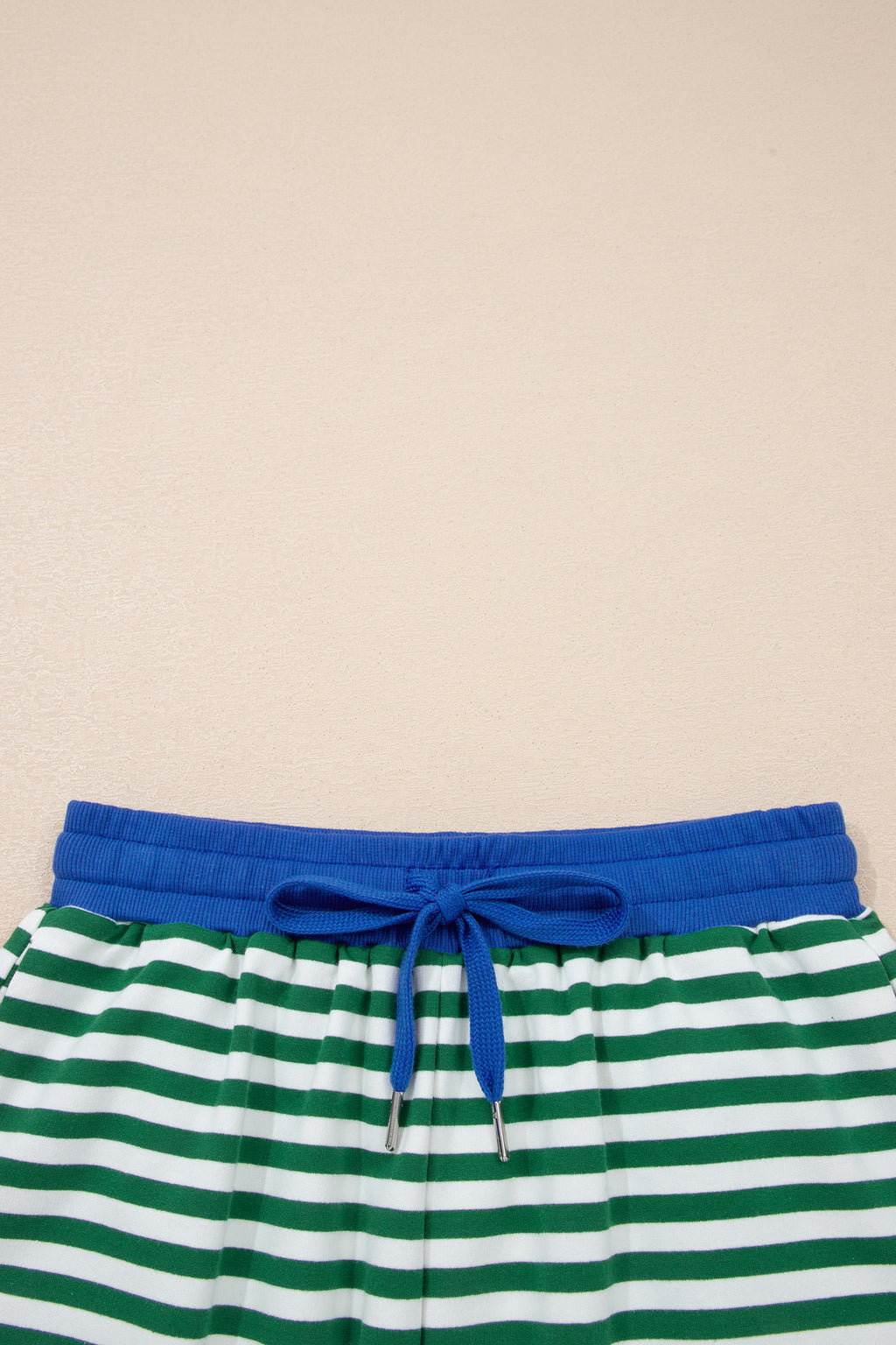 Dear-Lover Rose Stripe Drop Shoulder Casual Terry Short Set, two-piece boxy short set with soft terry fabric and relaxed fit.
