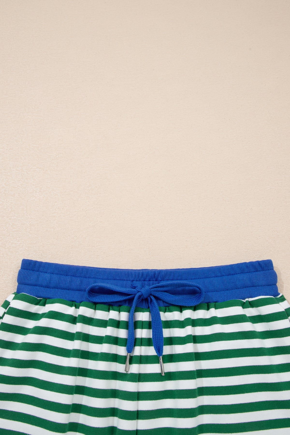 Dear-Lover Rose Stripe Drop Shoulder Casual Terry Short Set, two-piece boxy short set with soft terry fabric and relaxed fit.