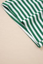 Rose stripe drop shoulder casual terry short set by Dear-Lover, featuring a boxy fit and two-piece design with cotton and elastane.