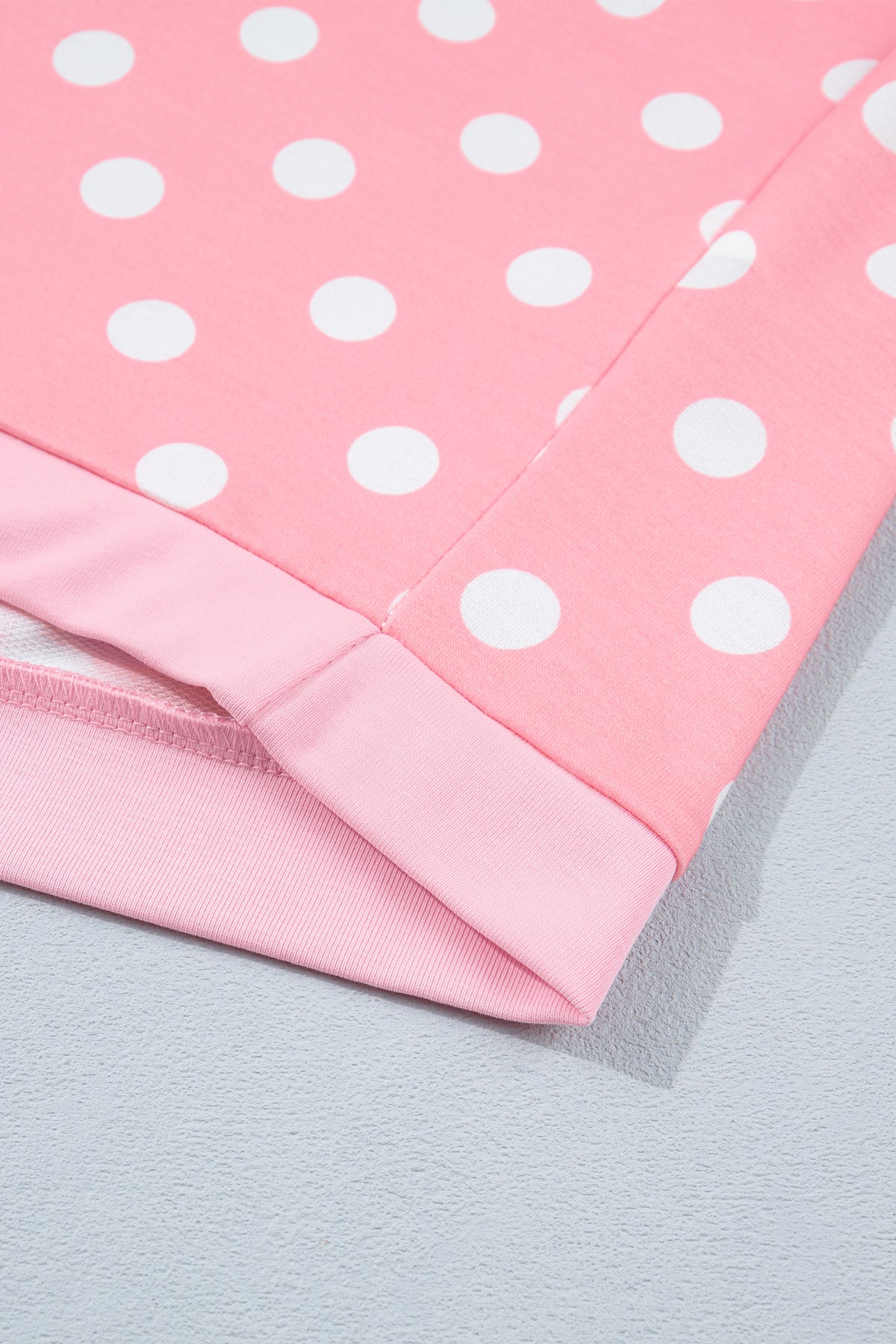 Sky blue polka dot oversized top and drawstring shorts set from Dear-Lover, two-piece summer outfit, polyester and elastane fabric.
