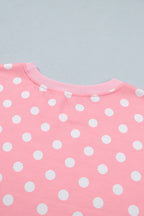 Sky blue polka dot oversized top and drawstring shorts set by Dear-Lover, two-piece casual summer outfit with playful pattern.
