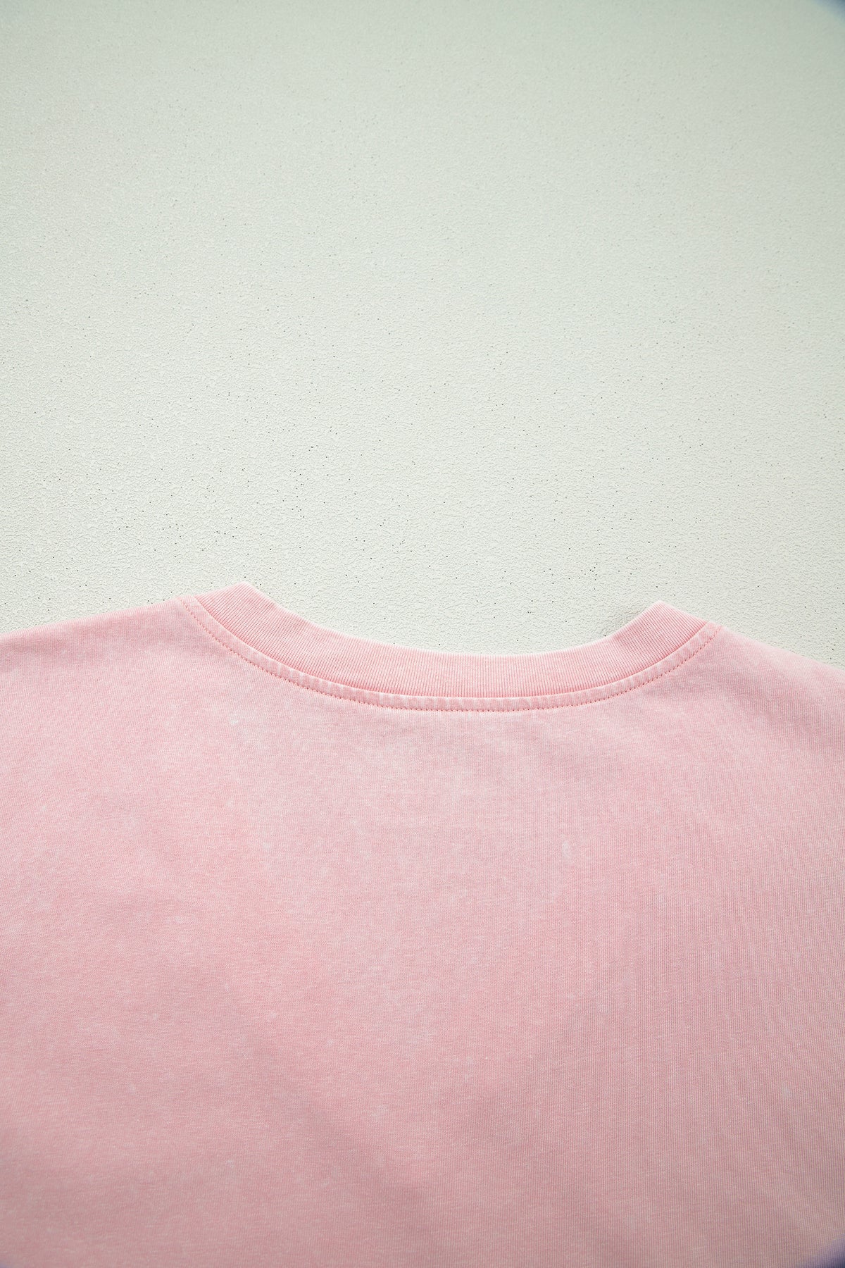 Beau Blue mineral wash V-neck tee and matching skort set by Dear-Lover, made of 100% cotton, casual two-piece outfit.