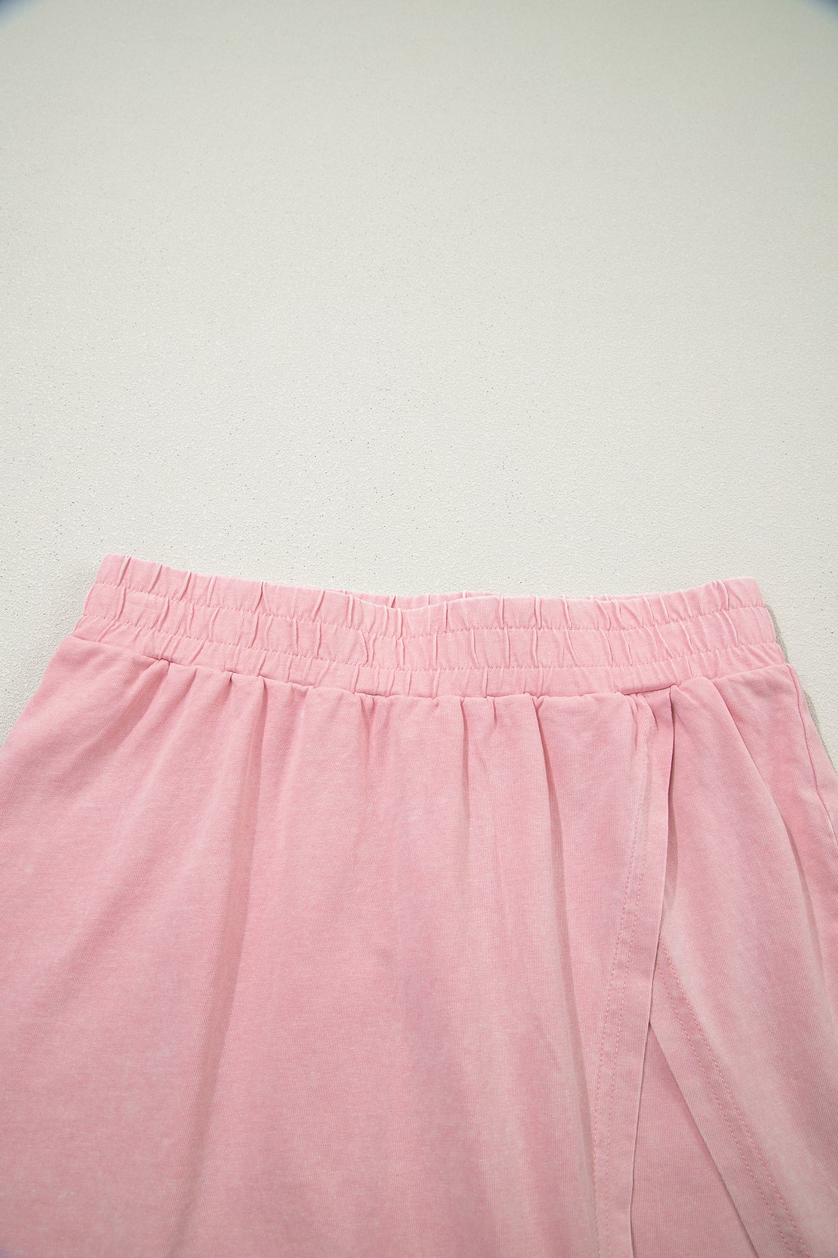Dear-Lover Beau Blue mineral wash V-neck tee and matching skort set, made of 100% cotton, casual two-piece outfit.