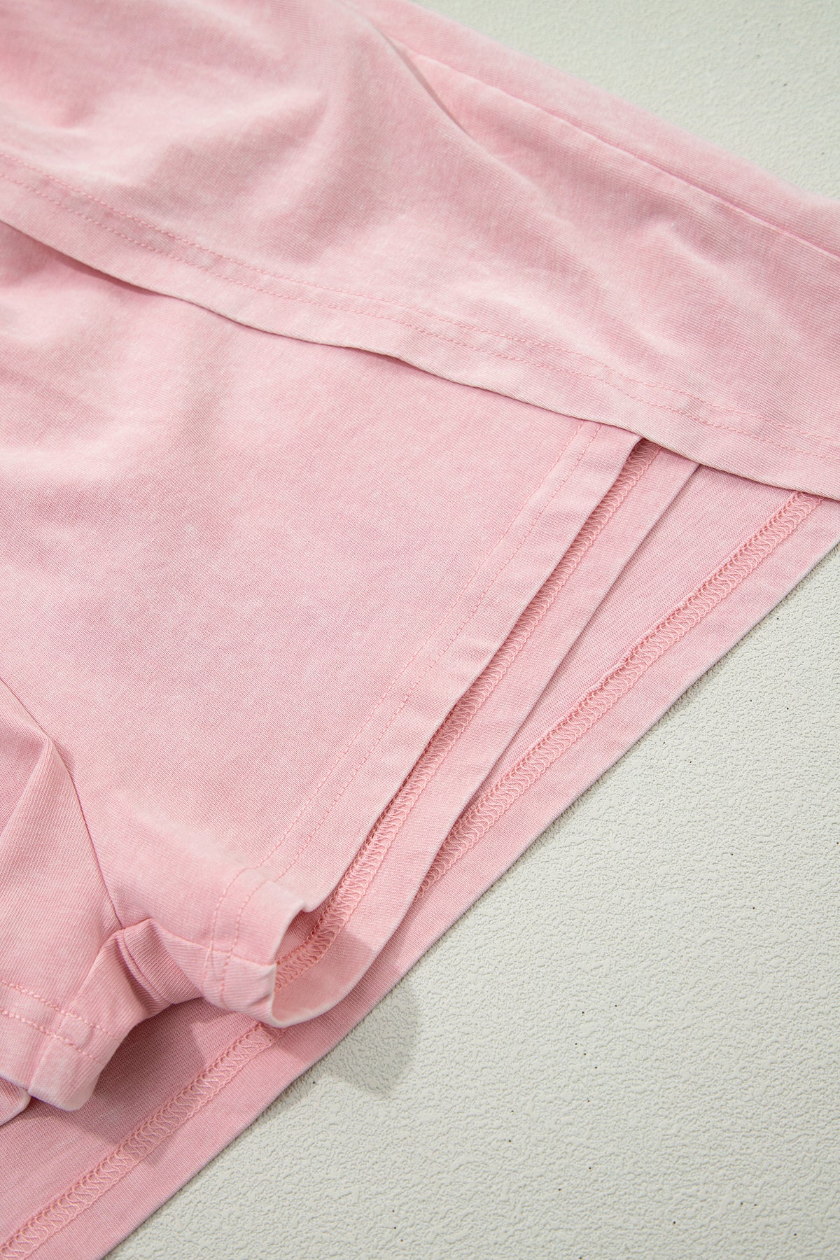 Dear-Lover Beau Blue mineral wash V-neck tee and matching skort set, casual two-piece outfit for women, 100% cotton.