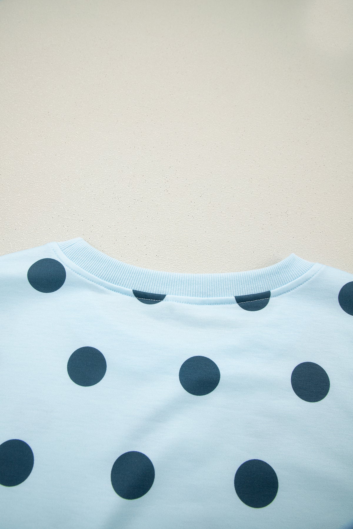 Sky blue ribbed trim polka dot print tank and split mini skort two-piece set by Dear-Lover, featuring polyester and elastane fabric.