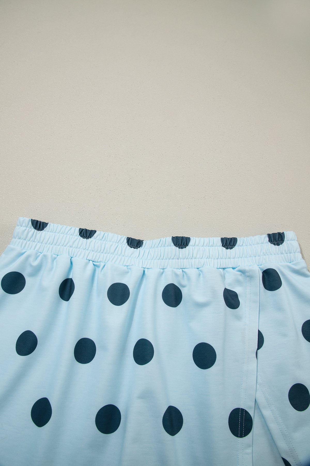 Sky blue ribbed trim polka dot print tank and split mini skort two-piece set by Dear-Lover, casual summer fashion for women.