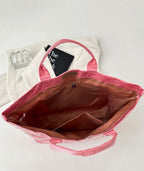 Dear-Lover rose-striped tote bag with sturdy handles, perfect for shopping and casual outings, featuring a stylish striped pattern.