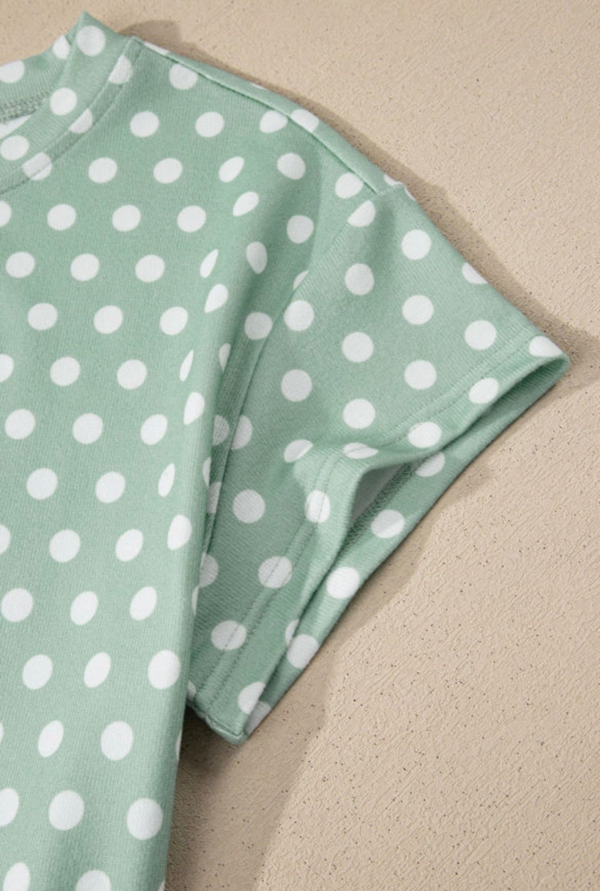 Green polka dot print short set by Dear-Lover, featuring a relaxed top and matching shorts for casual wear.