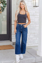 Frayed Cropped Straight Jeans