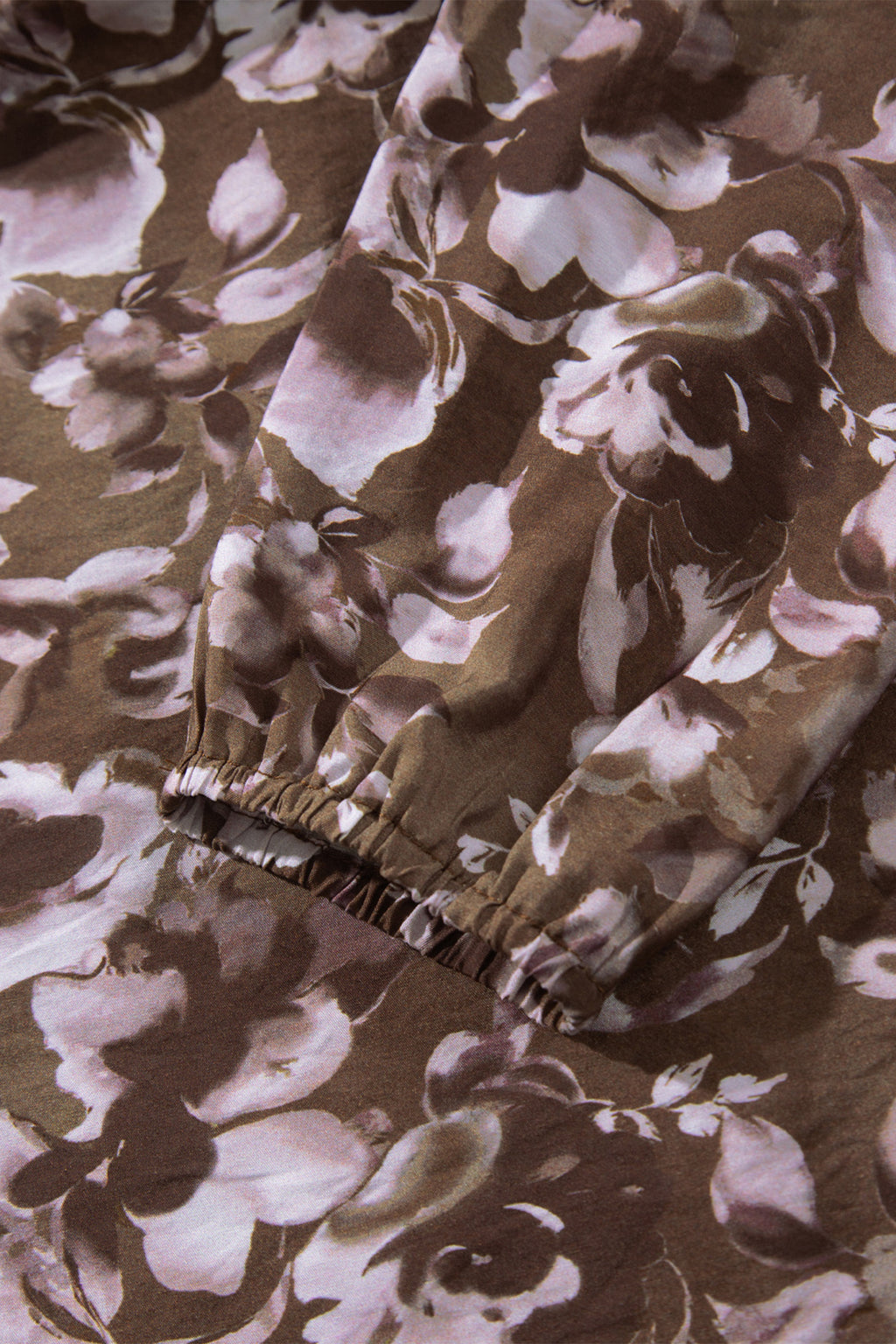 Brown Abstract Floral Print Square Neck Long Sleeve Mini Shift Dress