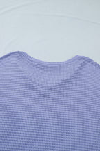 Wisteria V Neck Short Sleeve Plus Size Waffle Knit Top