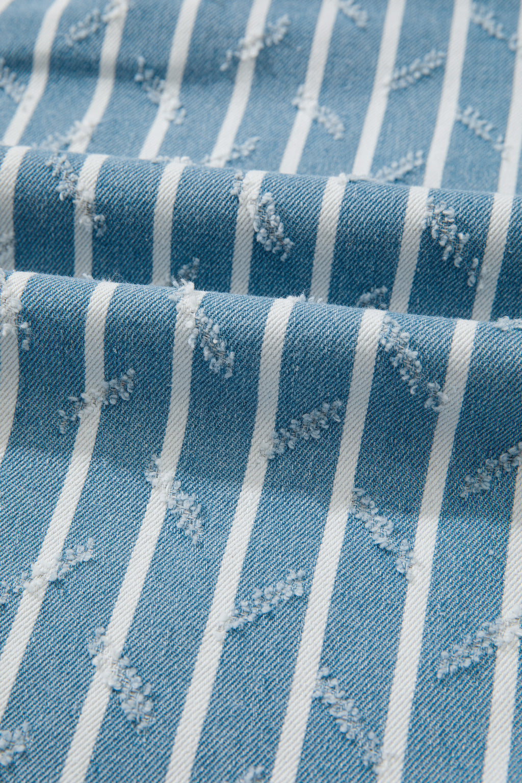 Myosotis Striped Distressed Ruffled Wide Leg Denim Overalls