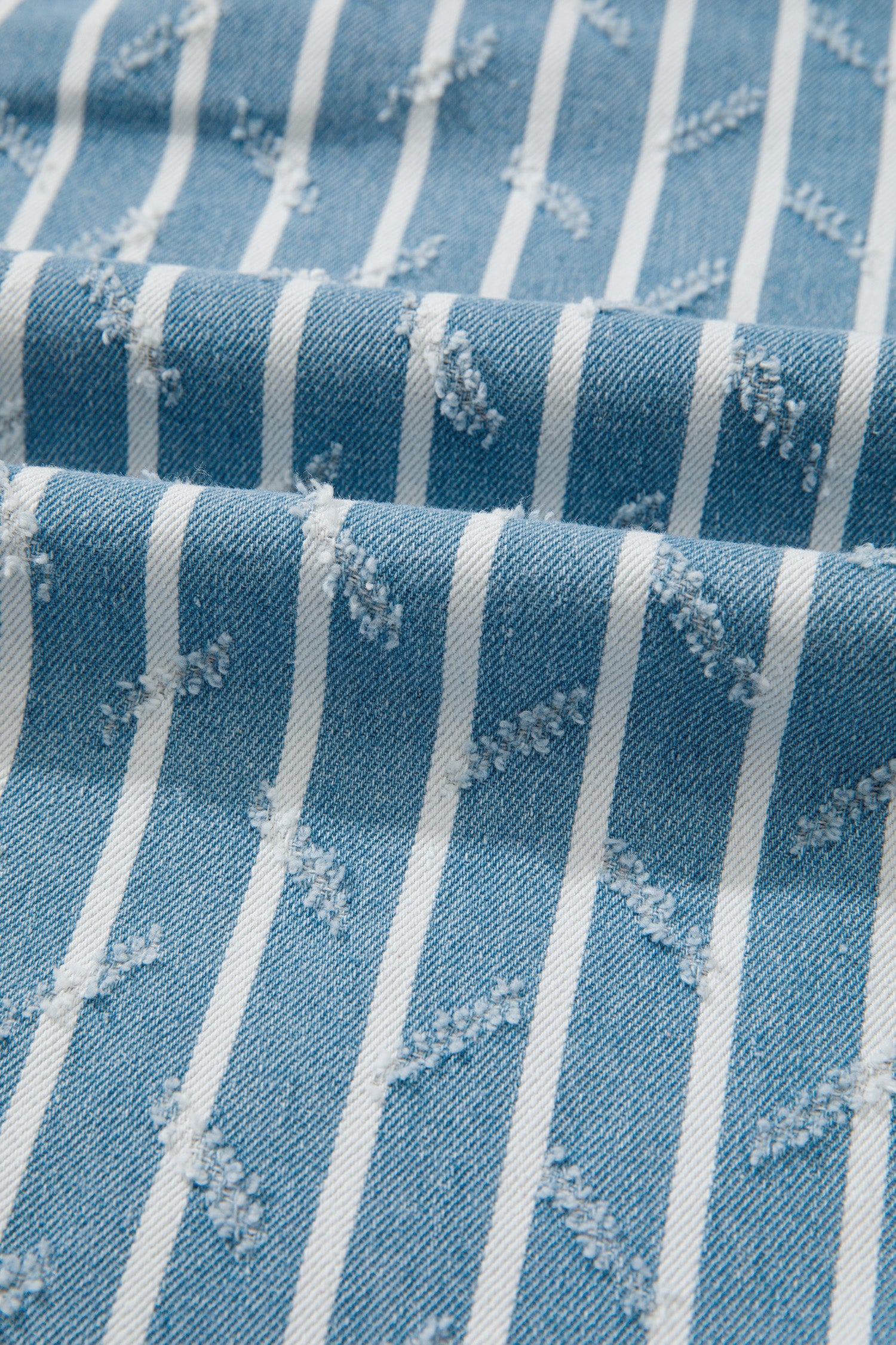 Myosotis Striped Distressed Ruffled Wide Leg Denim Overalls