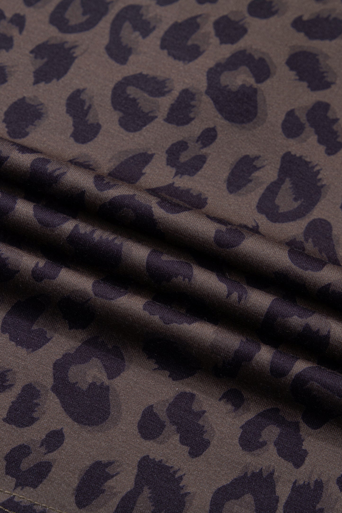 Brown V Neck Collar Leopard Printed 2pcs Short Set