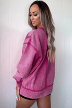 Mineral Wash Exposed Seam Side Slit Sweatshirt