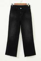 Frayed Cropped Straight Jeans