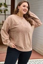 DUNE saved by grace Embroidered Mineral Wash Plus Size Sweatshirt
