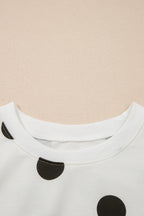 White Polka Dot Printed Long Sleeve Flared Mini Dress