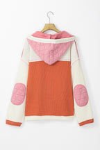 Light Blue Quilted Textured Patchwork Loose Fit Hooded Jacket