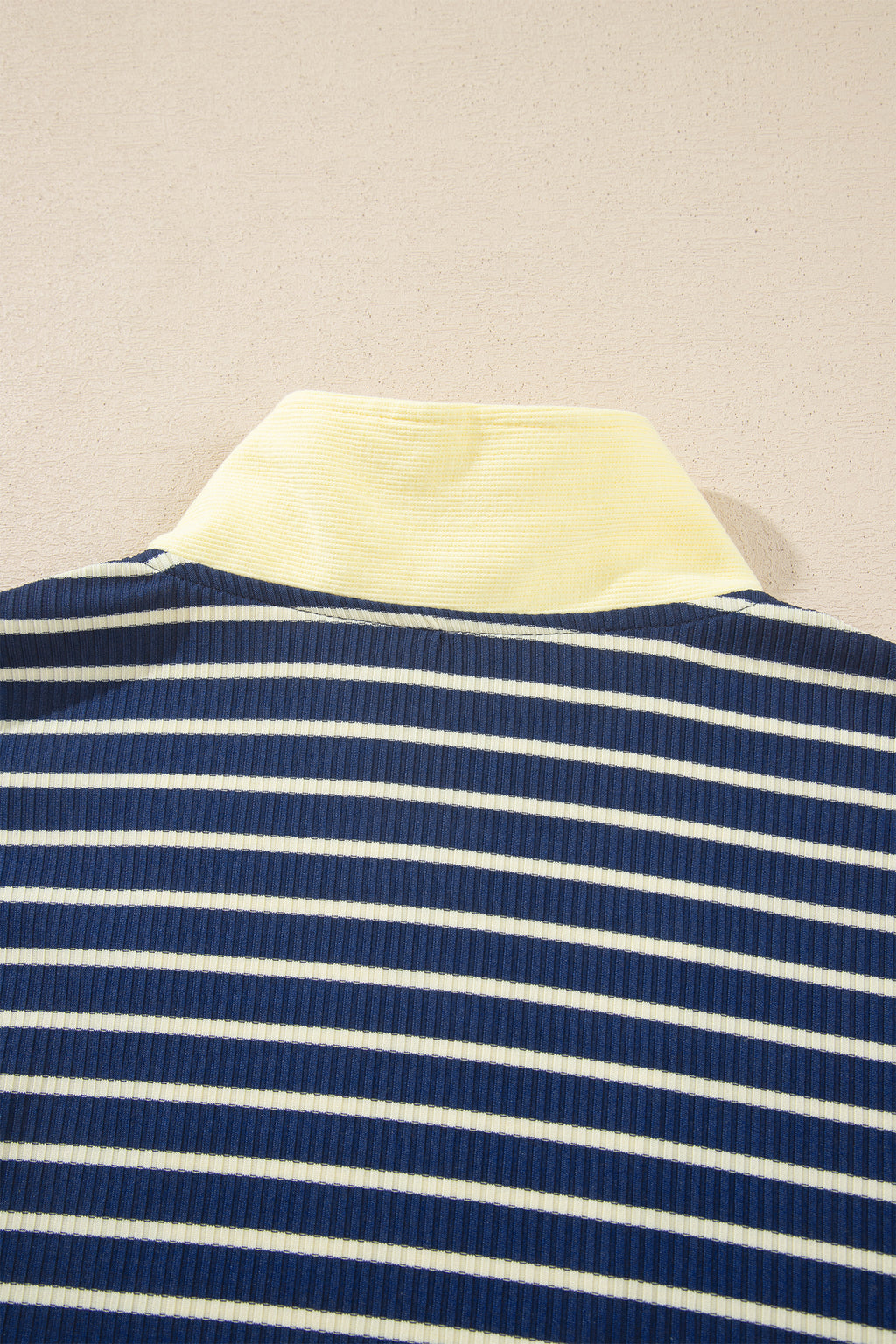 Blue stripe color block patchwork zip V-neck pullover and loose pants two-piece set by Dear-Lover, casual and stylish.