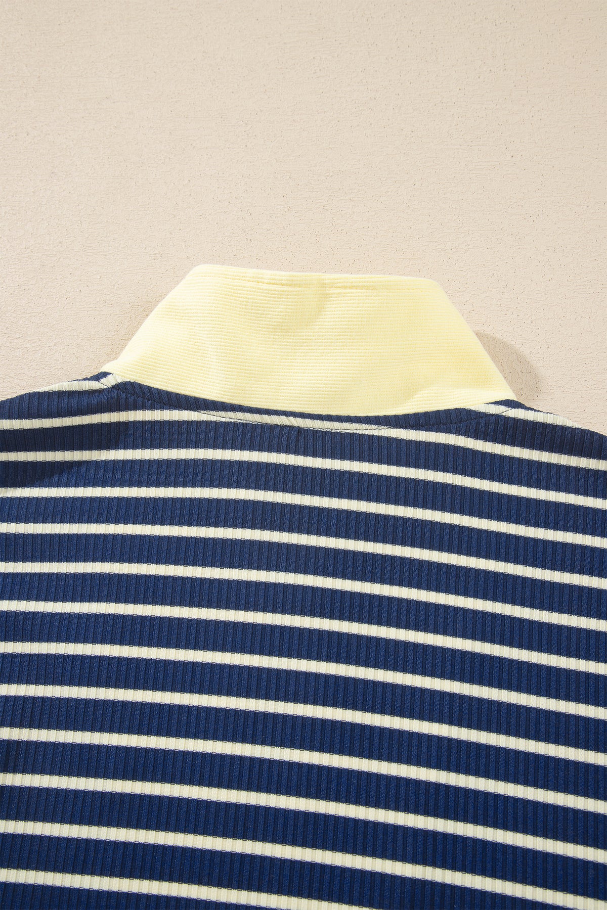 Blue stripe color block patchwork zip V-neck pullover and loose pants two-piece set by Dear-Lover, casual and stylish.