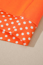 Polka Dot Patchwork Round Neck Plus Size Sweatshirt