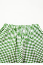 Red Gingham Printed High Waist Shorts