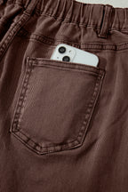 Square patch pocket ankle-length barrel jeans by Dear-Lover, showing close-up of denim fabric with patch pockets and relaxed fit.