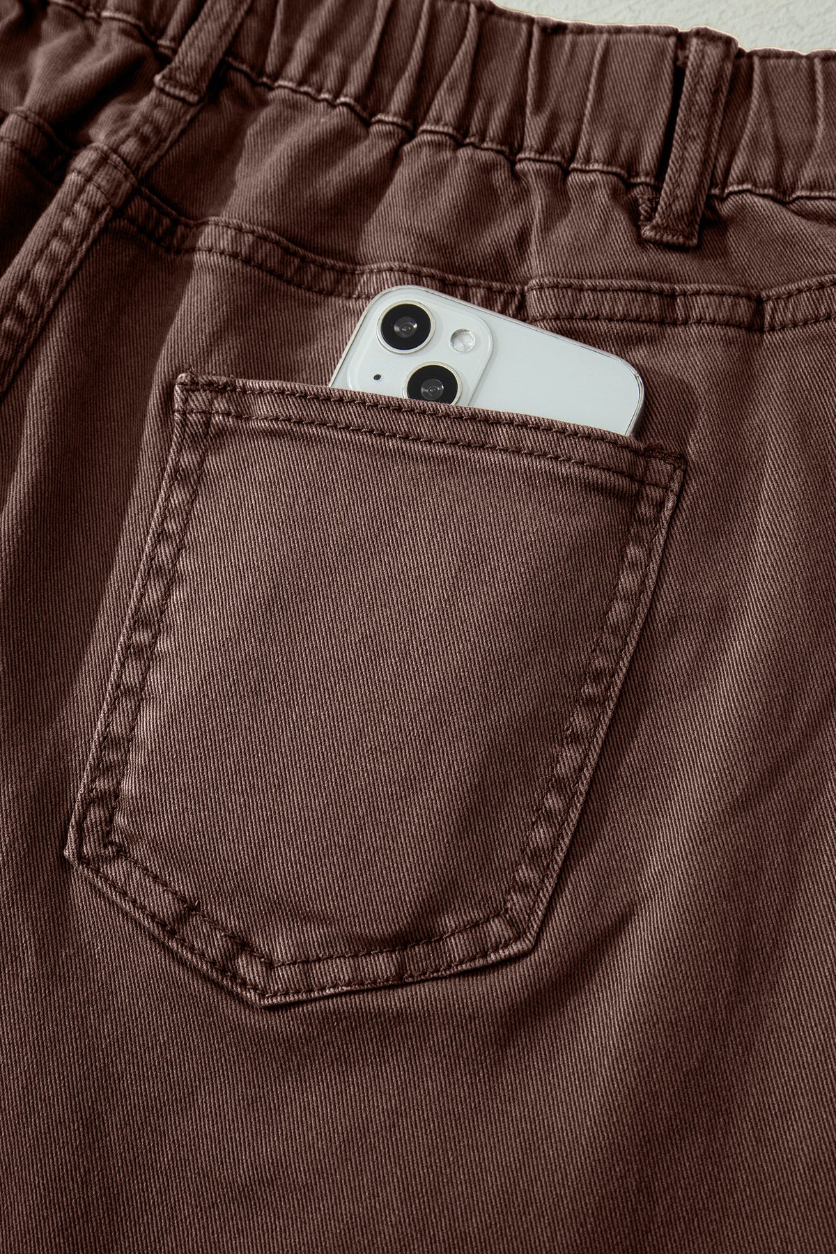 Square patch pocket ankle-length barrel jeans by Dear-Lover, showing close-up of denim fabric with patch pockets and relaxed fit.